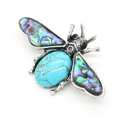 Natural Stone Amethyst Lapis Lazuli Brooches for Women Men Insect Bee Pins for DIY Pendant Necklace Jewelry Brooch Accessories