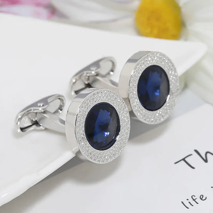 Simple Luxury Colorful Drusy Stone Cufflinks for Men Women Round Rhinestone Cuff links Novelty Shirt Sleeve Buttons Accessories