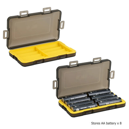 AA Battery Storage Case Holder Organizer Compact PC Battery Box for 8pcs AA or 14500 Batteries Water-Resistant and Easy to Carry