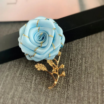 Korean Fabric Rose Flower Magnet Brooches for Men and Women Fashion Suit Shirt Corsage Party Wedding Brooch Jewelry Gifts