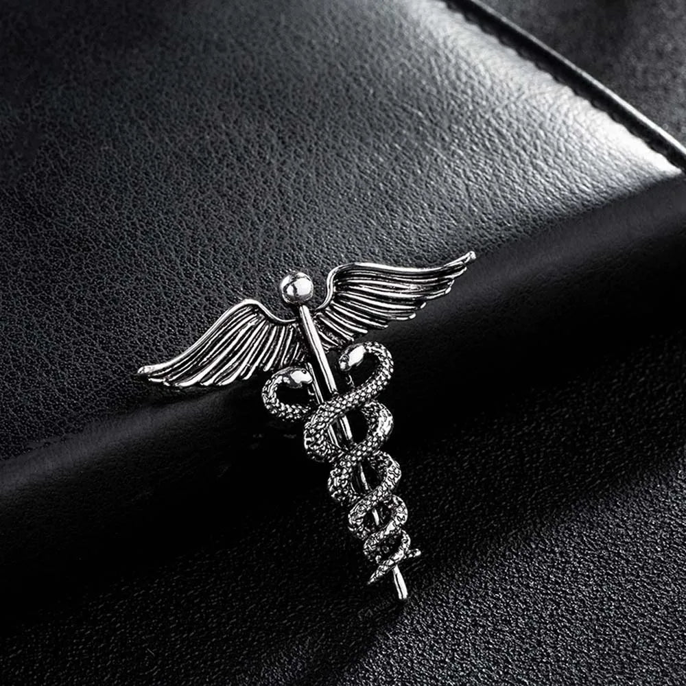 Crystal Caduceus Pins Badge Brooches Lapel Pin Medicine Symbol Jewelry Gifts For Nurse Doctor Medical Students Enamel Brooch Pin