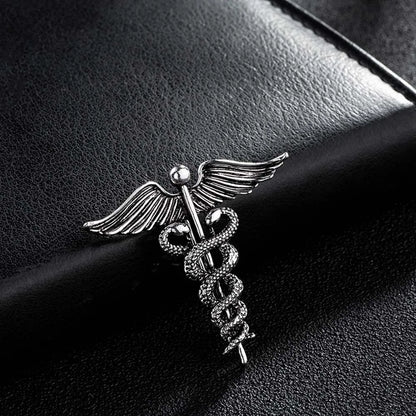 Crystal Caduceus Pins Badge Brooches Lapel Pin Medicine Symbol Jewelry Gifts For Nurse Doctor Medical Students Enamel Brooch Pin