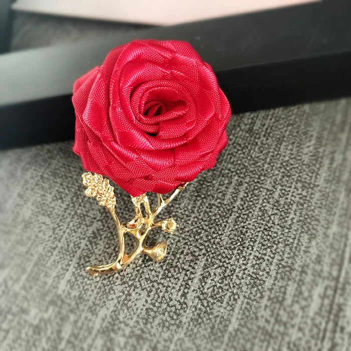 Korean Fabric Rose Flower Magnet Brooches for Men and Women Fashion Suit Shirt Corsage Party Wedding Brooch Jewelry Gifts