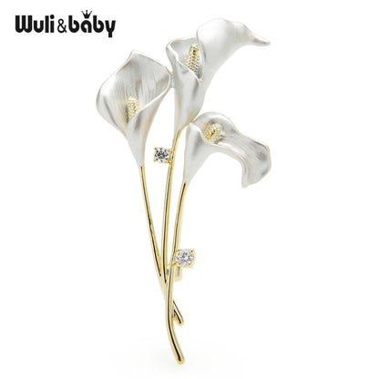 Wuli&baby New Enamel Lily Flower Brooches For Women 3-color Weddings Banquet Office Brooch Pins Gifts