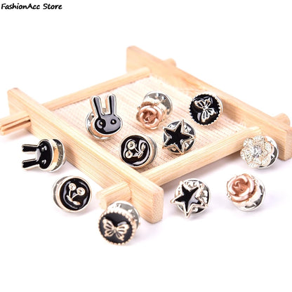 10Pcs/Set Women Suit Sweater Lapel Pin Brooches Collar Badge Jewelry Mini Cute Pins Button Flower Pearl Rhinestones Brooch Set