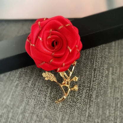 Korean Fabric Rose Flower Magnet Brooches for Men and Women Fashion Suit Shirt Corsage Party Wedding Brooch Jewelry Gifts