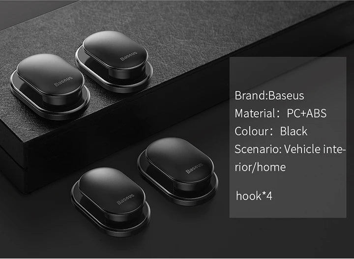 Baseus 4Pcs/Lot Car Hooks Organizer Storage Hanger for USB Cable Headphone Key Storage Car Accessory Car Adhesive Hook Hanger