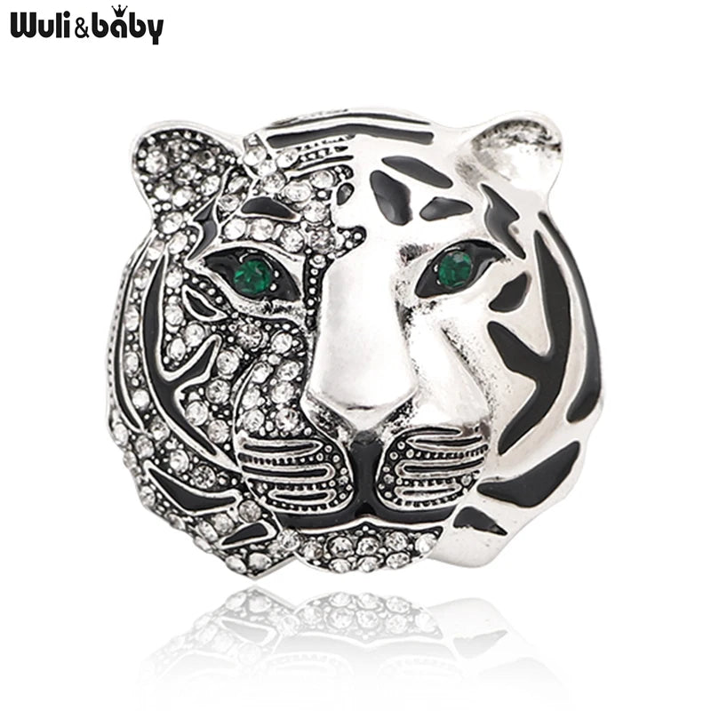 Wuli&baby Big Brand Rhinestone Tiger Brooches For Women Men 2-color 2022 The Year Of Tiger Party Brooch Pin Gifts