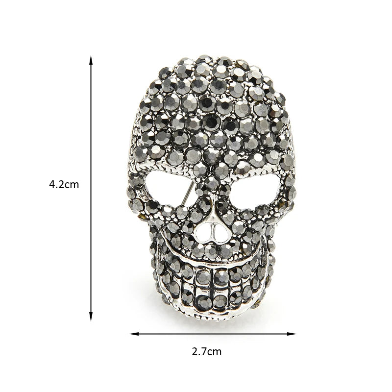 Wuli&baby Sparkling Rhinestone Skull Brooches For Women Unisex 2-color Punk Style Casual Party Brooch Pin Gifts