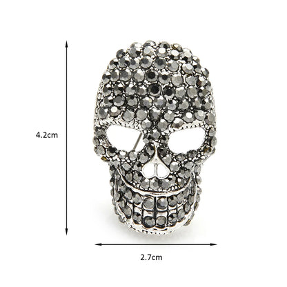 Wuli&baby Sparkling Rhinestone Skull Brooches For Women Unisex 2-color Punk Style Casual Party Brooch Pin Gifts