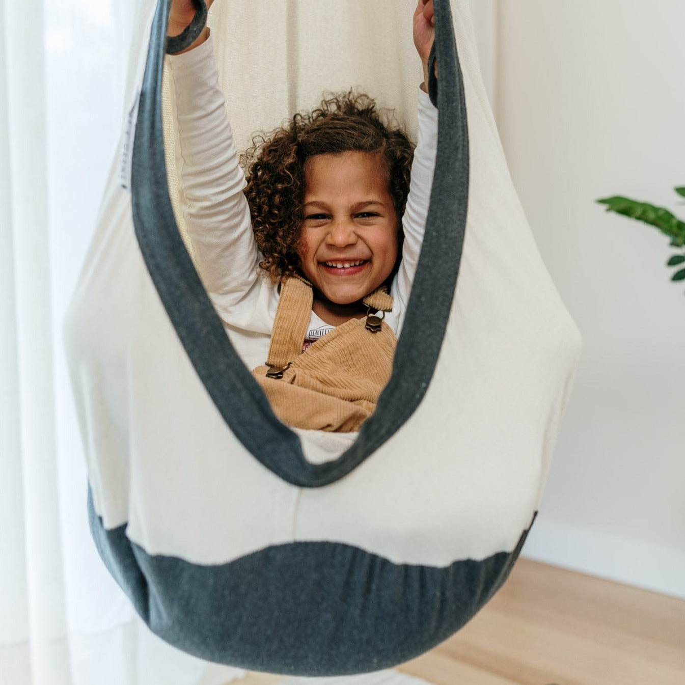 Therapy Swing Pod Cosy Cocoon - Natural White with Charcoal Trim