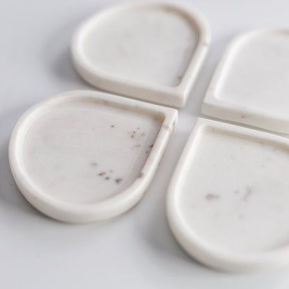 White Marble Raindrop Coaster Set