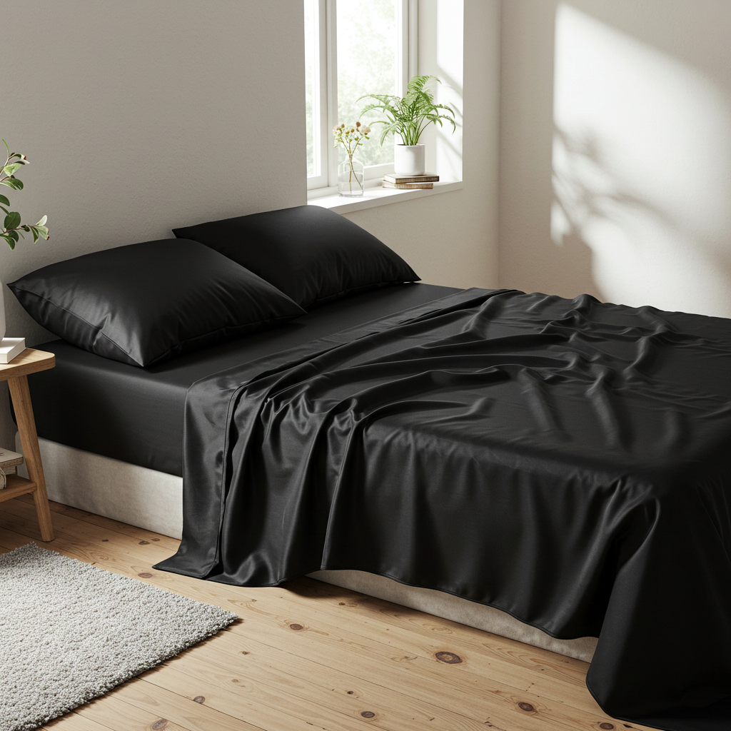 Satin Sheet Set - Luxury Black