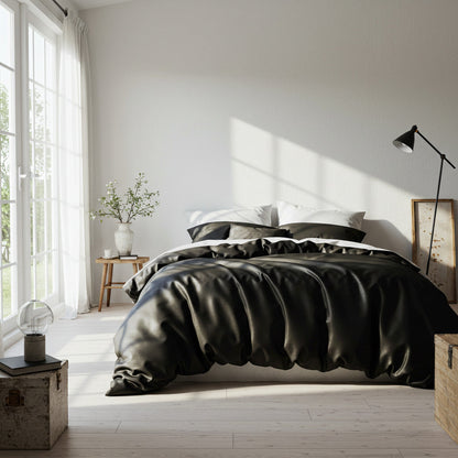 Satin Quilt Cover - Luxury Black