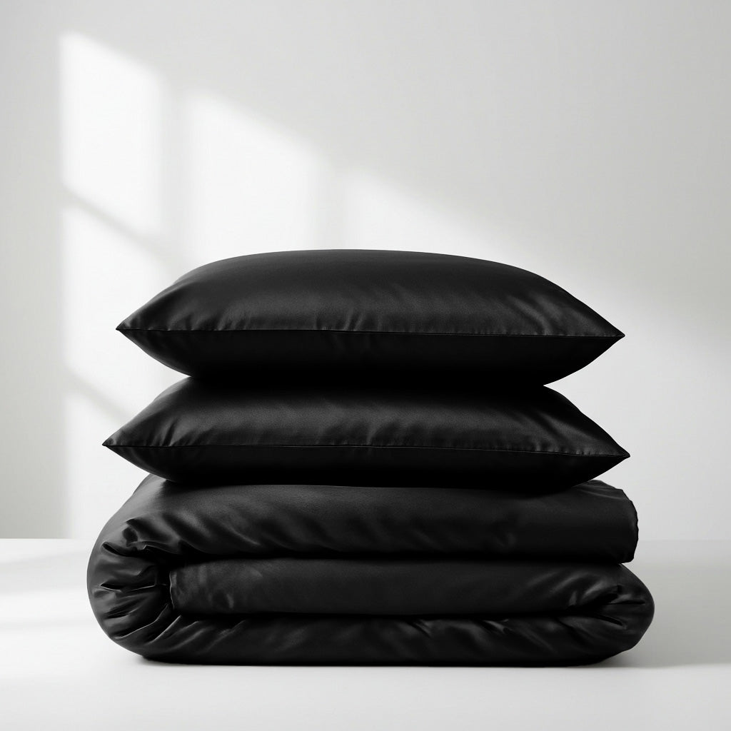 Satin Quilt Cover - Luxury Black