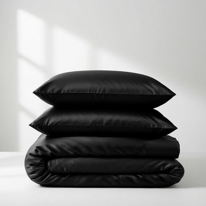 Satin Quilt Cover - Luxury Black