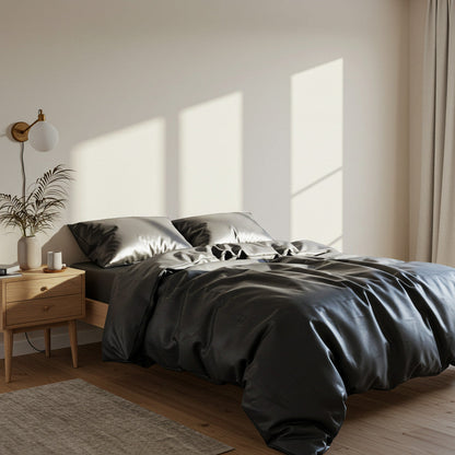 Satin Quilt Cover - Charcoal Grey