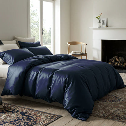 Satin Quilt Cover - Navy Blue