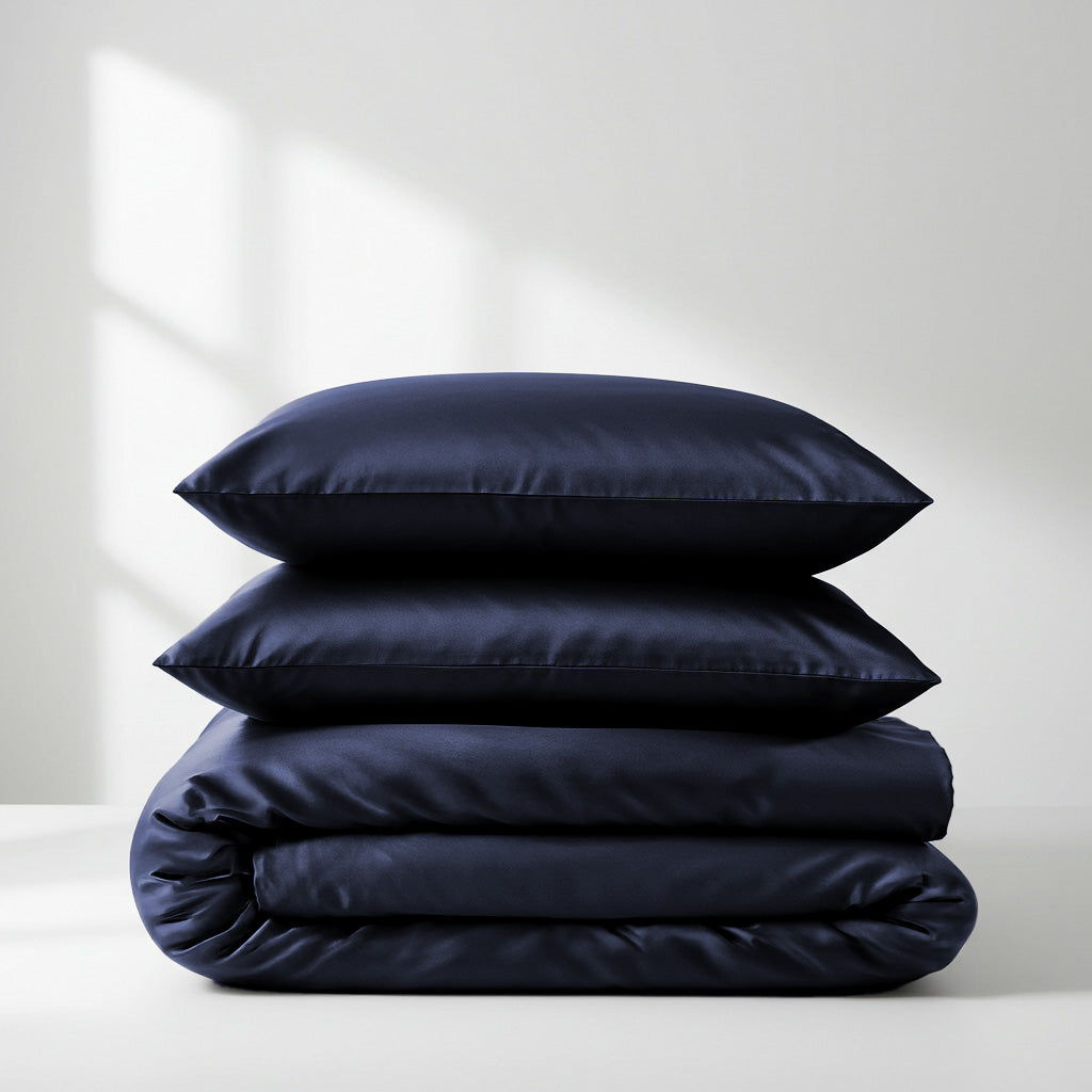 Satin Quilt Cover - Navy Blue
