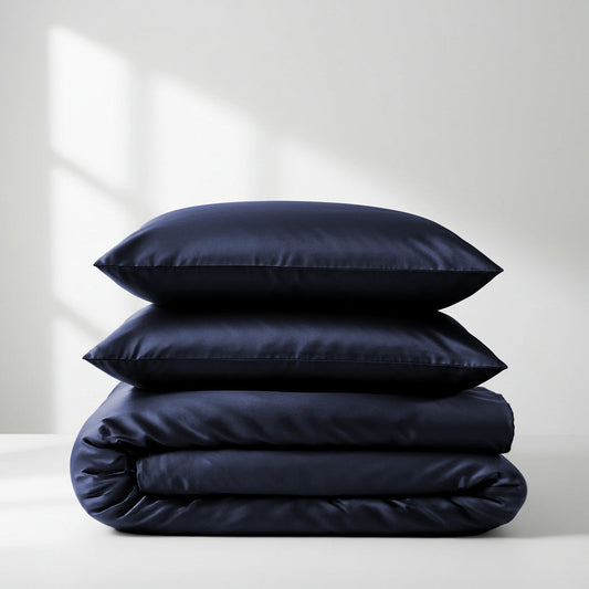 Satin Quilt Cover - Navy Blue - King Size