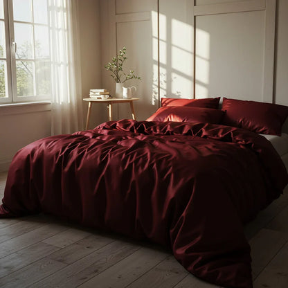 Satin Quilt Cover - King Size - Wine Red