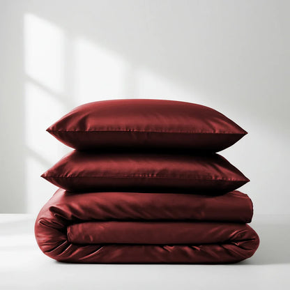 Satin Quilt Cover - King Size - Wine Red