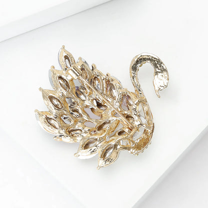 Classic Rhinestones Swans Brooches for Women Unisex Creativity Animals Pins Banquets Party Backpack Gifts Jewelry Accessories