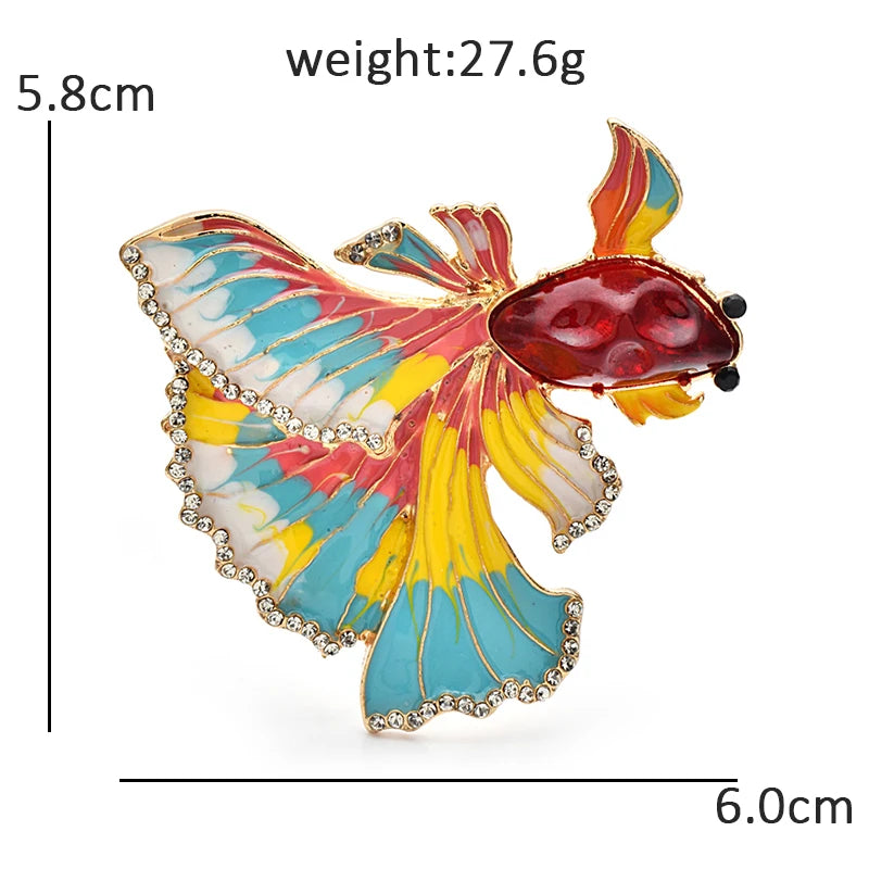 Wuli&baby Vintage Enamel Fish Brooches For Women Unisex Beautiful Big Tail Fish Water Animal Party Office Brooch Pins Gifts