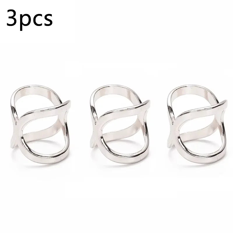 3pcs Creative Mi Wangxing Gold-plated Scarf Buckle Multi-purpose Cross Hollow Glossy Scarf Square Shawl Decorative Buckle