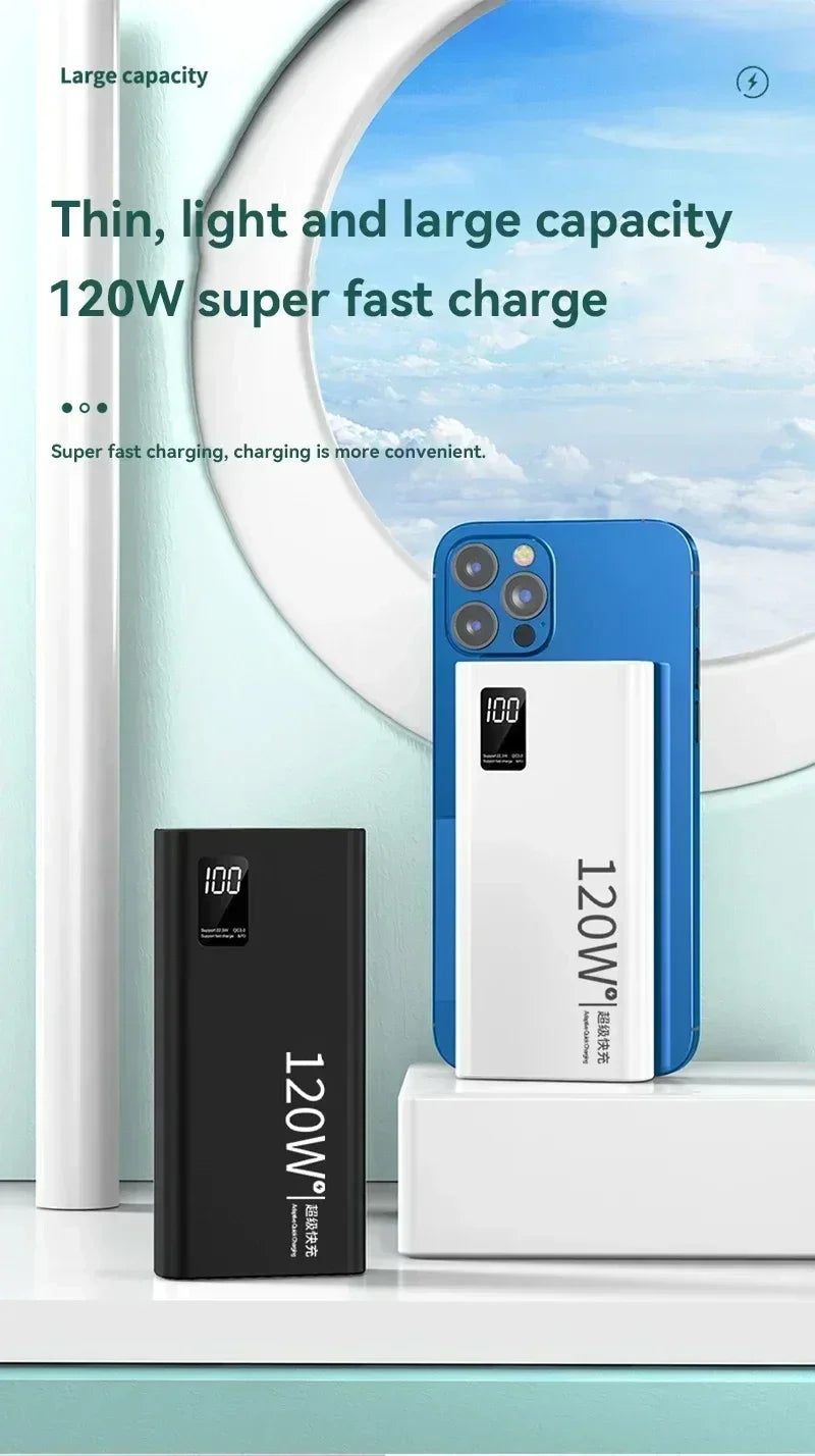 Lenovo 50000mAh 120w Super Fast Charging External Battery Ultra Capacity PowerBank Portable LED Digital Display For IPhone