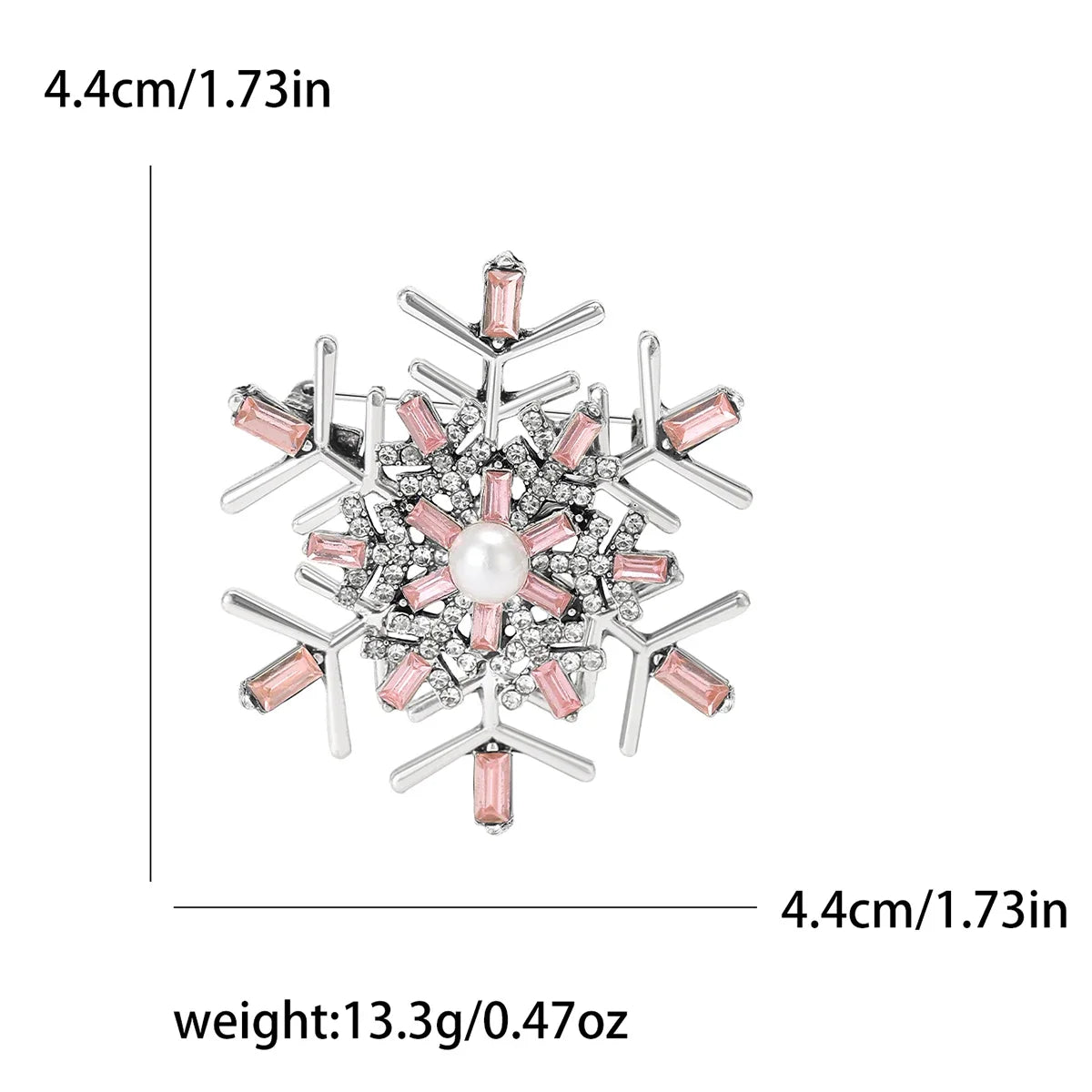 Christmas Rhinestone Snowflake Brooch for Women Unisex Pearl Ice Crystal Pin Event Party Backpack Decoration Clothes Accessories
