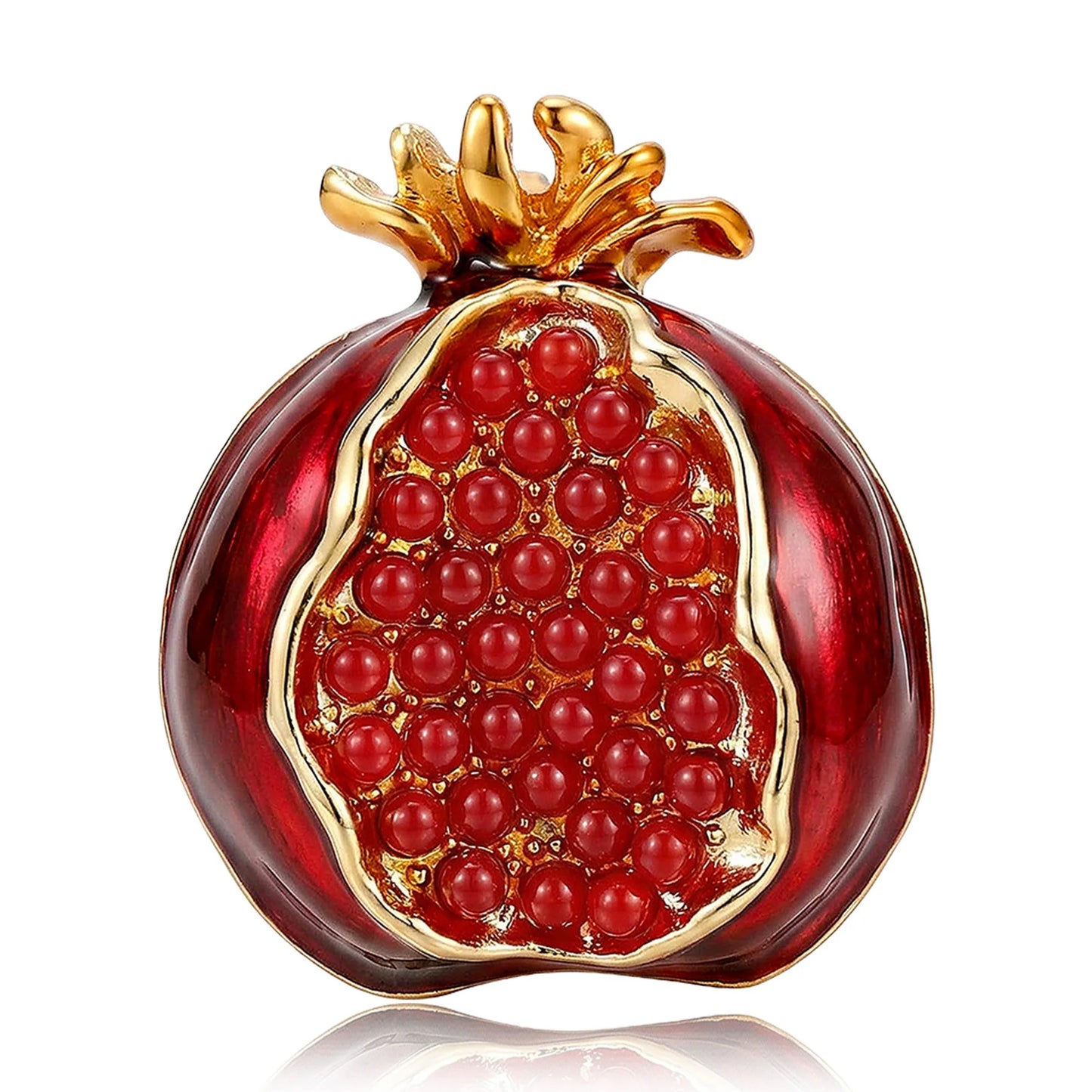 Beaut&Berry Luxury Enamel Pomegranate Brooches for Women Unisex Fruit Pins Casual Party Jewelry Accessories Gifts Decoration