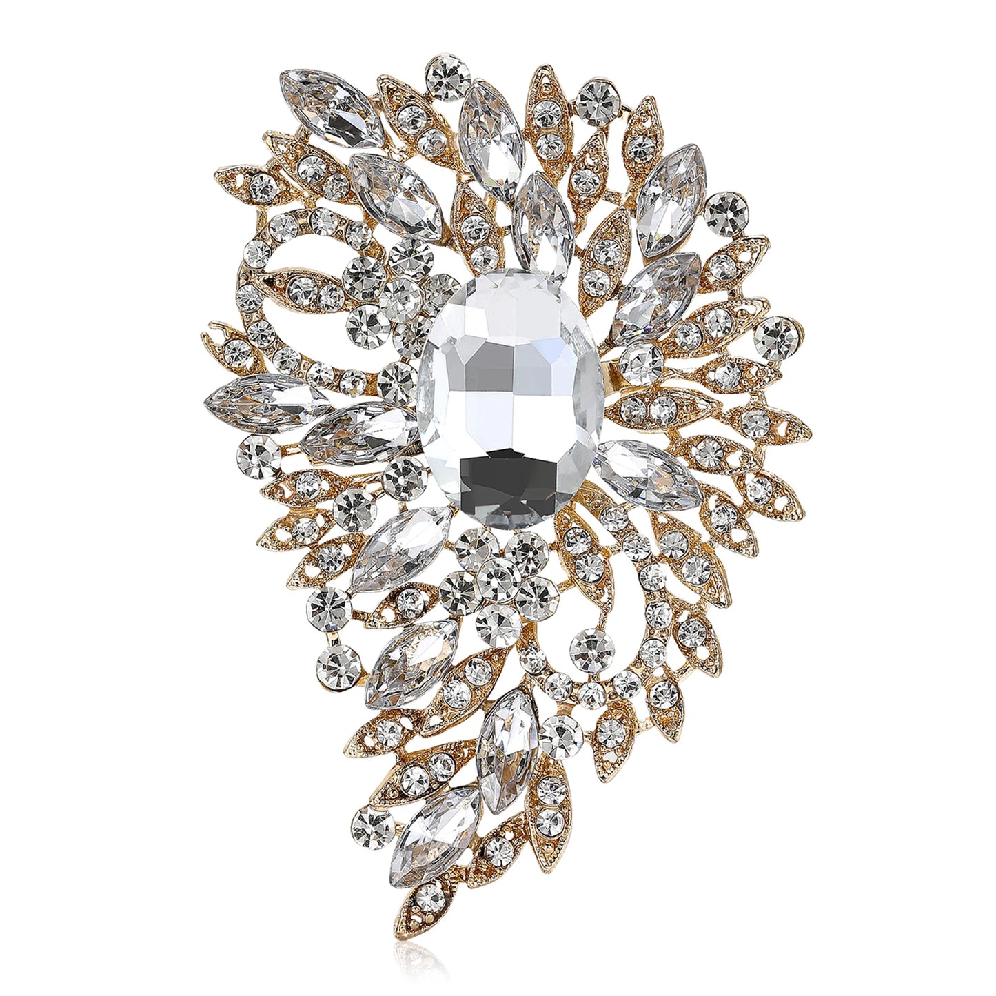 Beaut&Berry Luxury Crystal Large Glass Brooches for Women  Rhinestone Pins Friends Party Gifts Banquet Jewellery Accessories