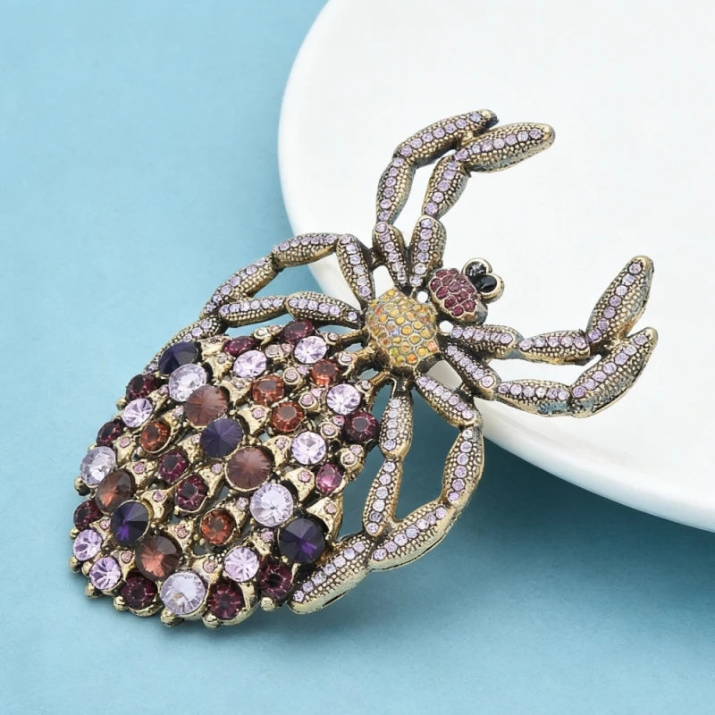 Wuli&baby Vintage Big Spider Brooches For Women Unisex Sparkling Rhinestone Insects Casual Party Brooch Pin Fashion Jewelry Gift