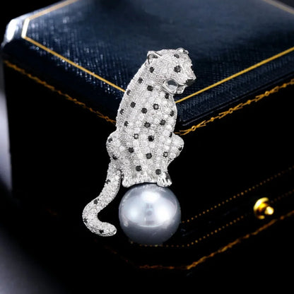 Vintage Luxury Beautiful Rhinestone Set Leopard Design Brooch，Suit Coat Costume Jewelry Accessories Pins，Holiday Party Favors