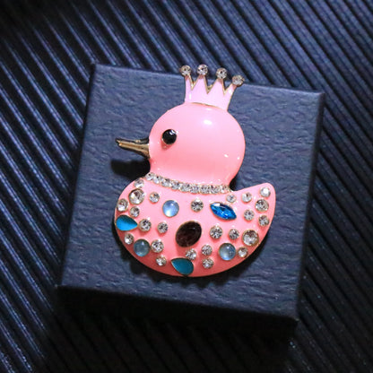 SKEDS Shiny Rhinestone Animal Duck Brooch High-End Unisex Colorful Crystal Lapel Pin New Trendy Style Festival Gift