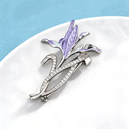 Wuli&baby Beautiful Orchid Flower Brooches For Women Unisex Rhinestone Enamel Elegant Plants Party Casual Brooch Pin Gifts
