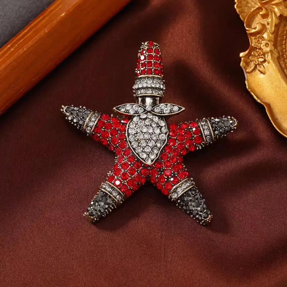 Baroque Luxury Beautiful Starfish Santa Claus Design Men's Women's Brooch Pins，Jewelry Accessories, Wedding Holiday Party Favors