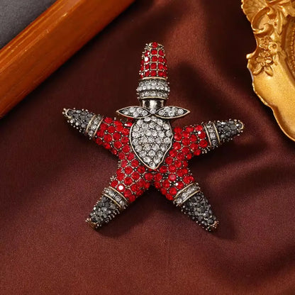 Baroque Luxury Beautiful Starfish Santa Claus Design Men's Women's Brooch Pins，Jewelry Accessories, Wedding Holiday Party Favors