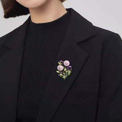 Vintage High-end Women Men Enamel Dandelion Brooch Classic Exquisite Elegant Plant Lady Pin Badges