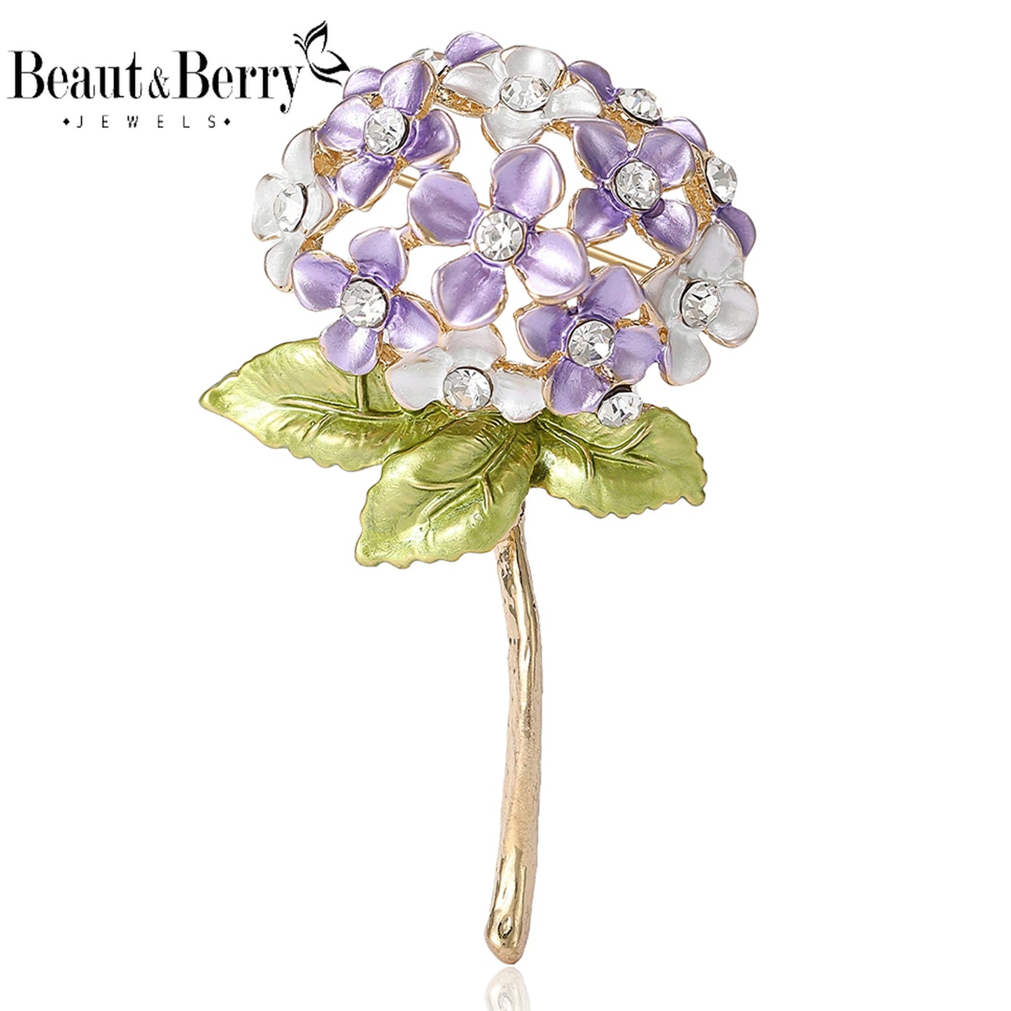 Beaut&Berry Luxury Enamel Flower Brooches for Women Unisex Plant Pins Multi-color Available Casual Party Accessories Gifts