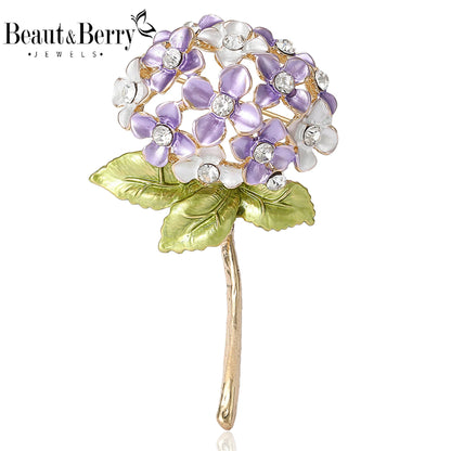 Beaut&Berry Luxury Enamel Flower Brooches for Women Unisex Plant Pins Multi-color Available Casual Party Accessories Gifts