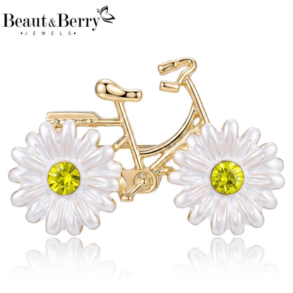 Beaut&Berry Luxury Enamel Bicycle Brooches for Women Unisex Transport Pins Casual Party Jewelry Accessories Gifts Decoration