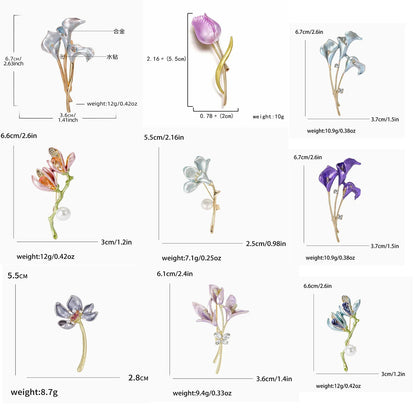 Resin Tulip Brooch for Women Unisex Rhinestone Flower Pin Pearl Plant Lapel Pin Banquet Party Backpack Gifts Jewelry Accessories
