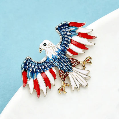 Wuli&baby Eagle USA 250 Independence Day Brooches Pins For Women Unisex Enamel Cool American Flag Design Eagle Animal Brooch Pin