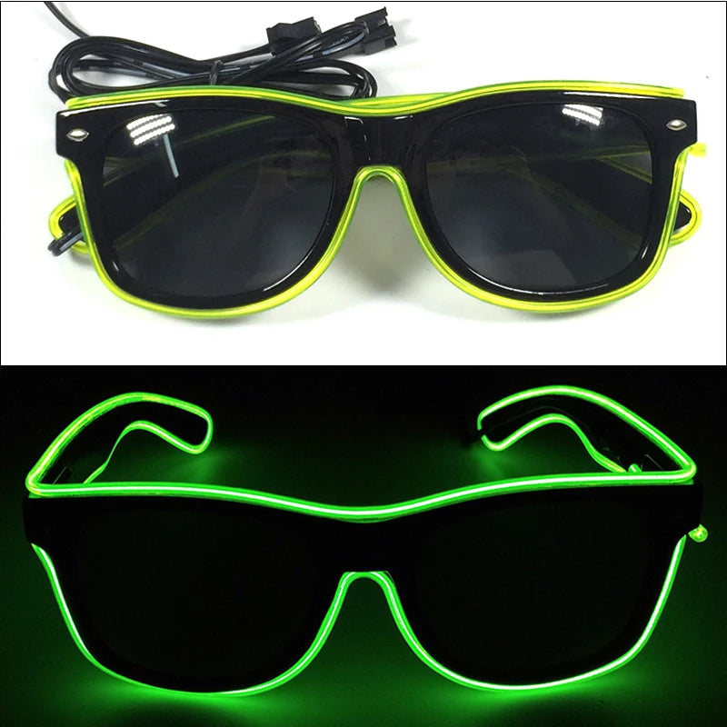 Light Up Led Glasses Neon Party Luminous Glasses EL Wire Glowing Sunglasses Novelty Gift for Adult Glow Bright Light Supplies