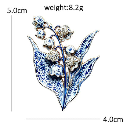 Wuli&baby Beautiful Lily Flowers Brooches For Women 2-color Enamel Rhinestone Plants Party Office Brooch Pins Gifts