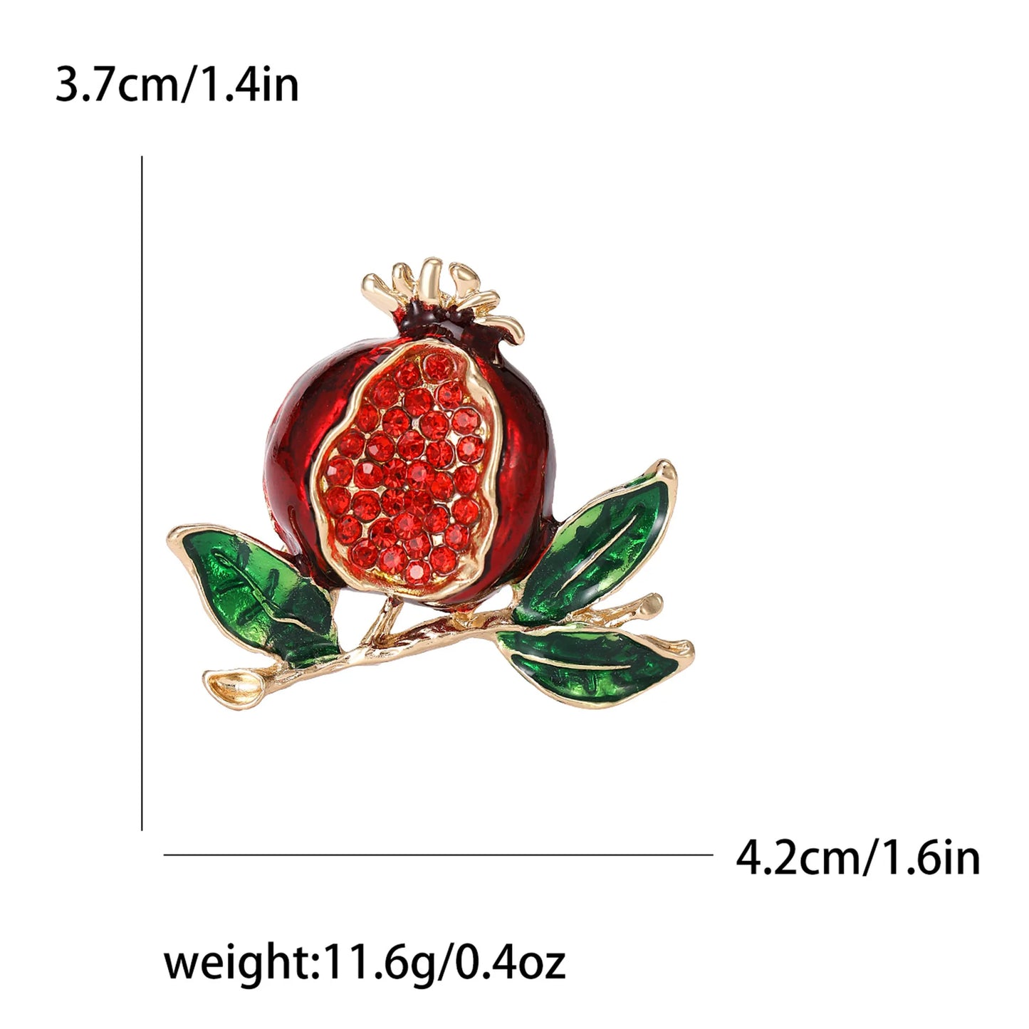 Essh&Pule Chinoiserie Pomegranate Brooch Red Enamel Rhinestone Fruit Lapel Pin Oriental Lucky Women Suit Coat Jewelry Gift