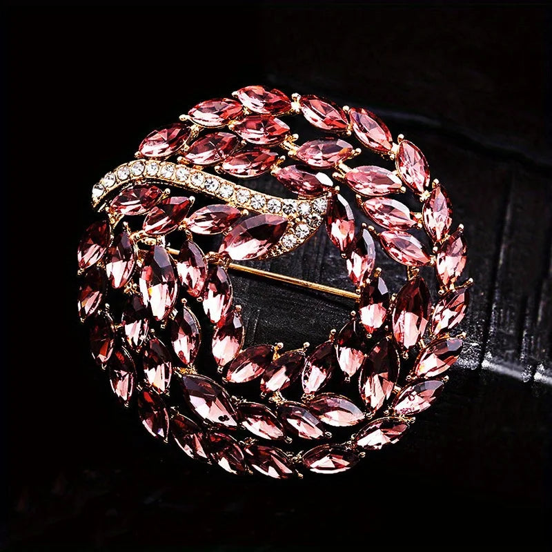 SKEDS High-end Women  Exquisite Crystal Flower Badges Pin Fashion Creative Luxury Rhinestone Shining Brooch Corsages