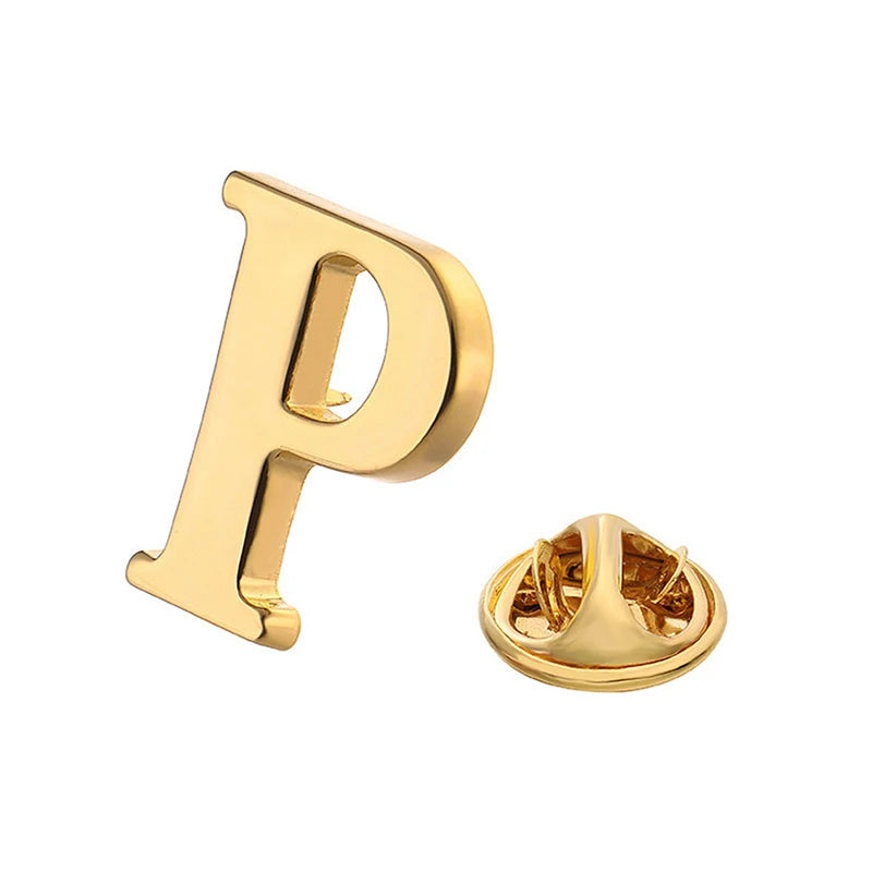 High Quality Classic Style Gold Letter A-Z Metal Brooch Women Men's Lapel Pin Women's Hat Scarf Backpack Badge Jewellery